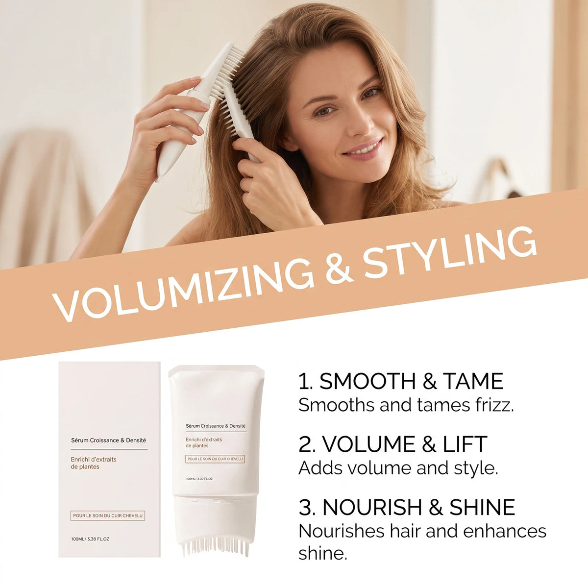 Volumizing Hair Serum – Fenugreek & Centella Asiatica + Brush Scalp Hair Serum PLUSH