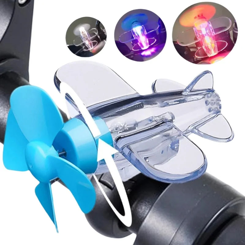 Wind-Powered LED Airplane Bike Handle Decoration & Warning Light Bike Handlebar Light PLUSH