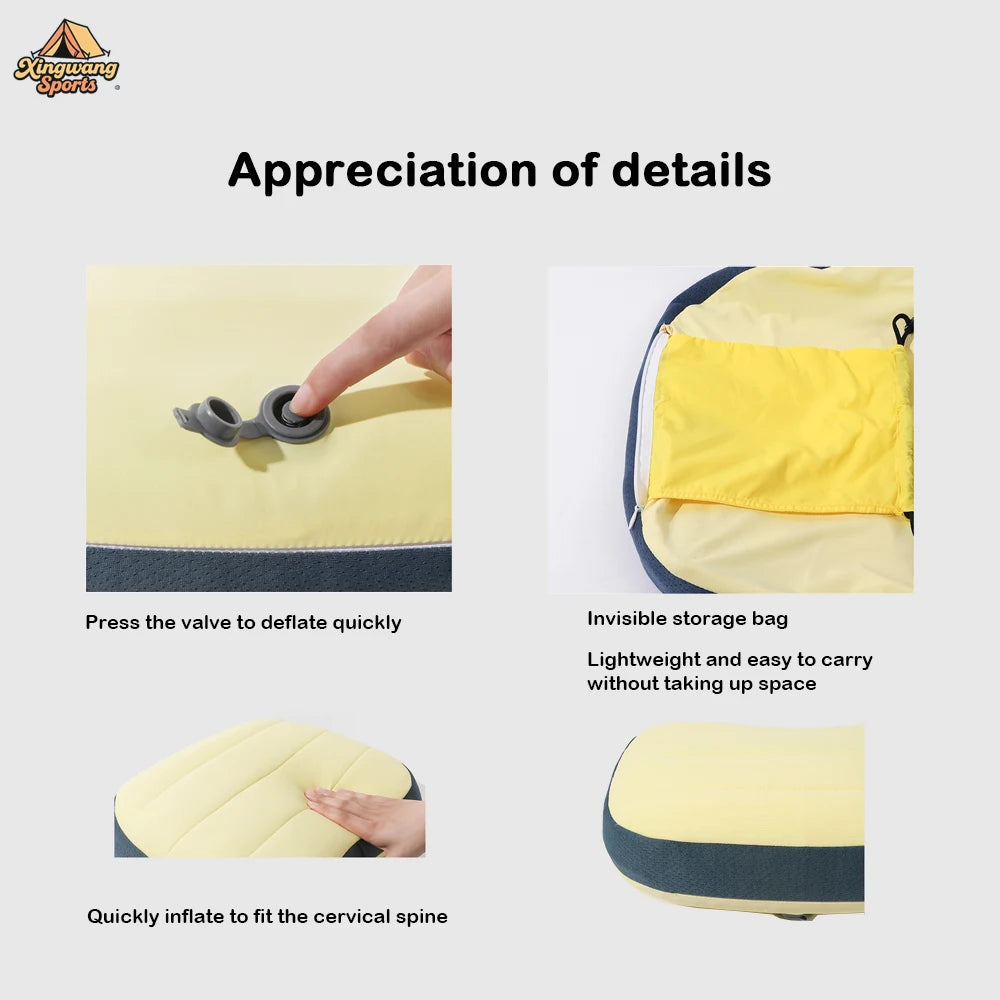 Ultralight Inflatable Camping Pillow – Washable Cover | Travel Inflatable Camping Pillow PLUSH