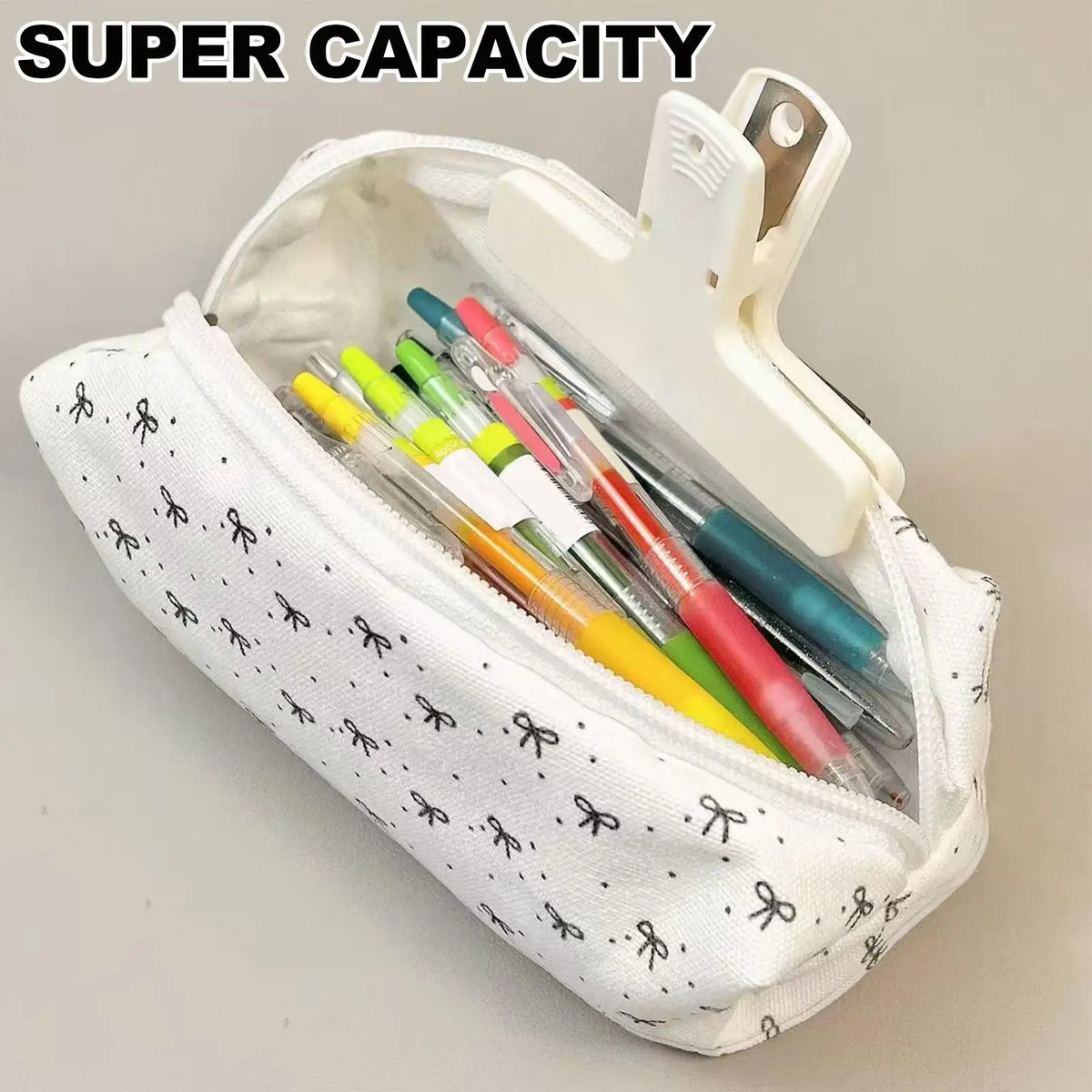 Large Capacity Bowknot Pencil Case – Portable Stationery Pouch Pencil Case PLUSH