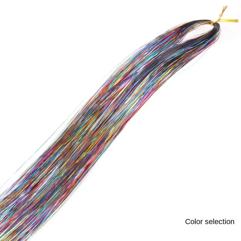 120 Strands Rainbow Hair Tinsel Sparkle Silk Extensions 100cm Hair Tinsel Extensions PLUSH