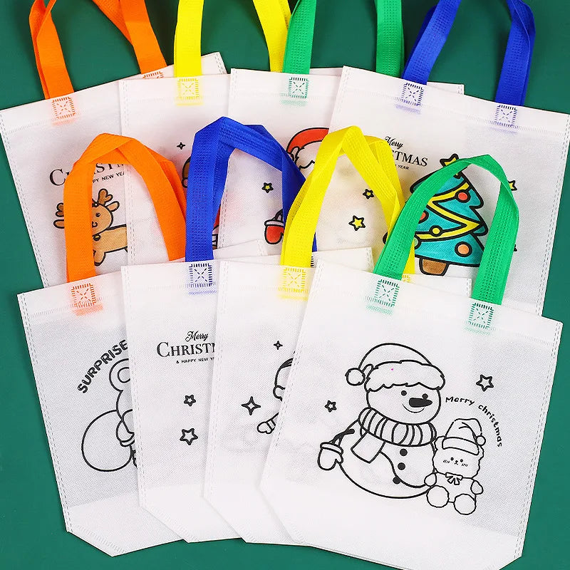 Christmas Graffiti Coloring Bags – Reusable DIY Party Favor DIY Party Favor Bags PLUSH