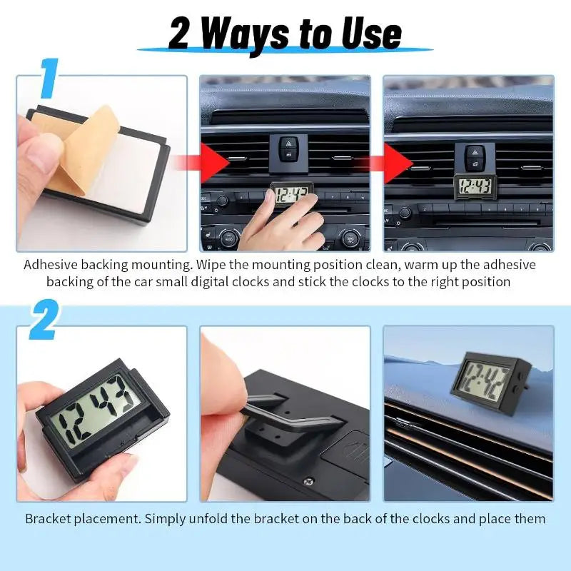Mini Car Dashboard Digital Clock – LCD Time & Date Display Car Dashboard Clock PLUSH