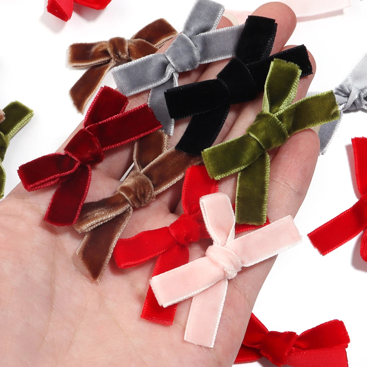 10pcs Velvet Ribbon Bows – Colourful DIY Craft Bowknots Craft Bow Embellishments PLUSH