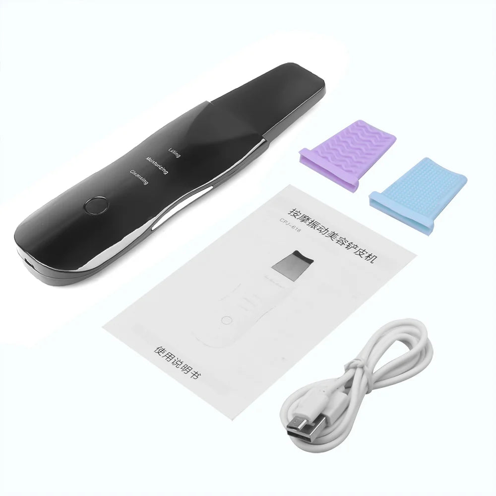 Ultrasonic Skin Scrubber Face Spatula – Blackhead Remover Facial Cleansing Device PLUSH vibrate-B1 China Mainland