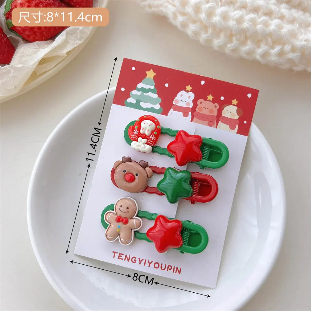 3-Pack Christmas Cartoon Hair Clips for Toddler Girls Kids Hair Clips PLUSH A 3Pcs Set