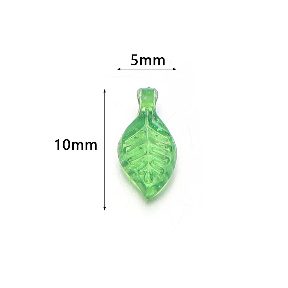 200pcs Green Leaf Glass Crystal Charm Beads – DIY Jewelry Glass Charm Beads PLUSH