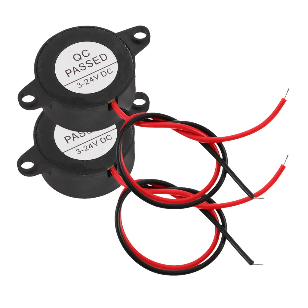 2-Pack Active Piezoelectric Alarm Buzzer DC 3-24V | 90dB Electronic Alarm Buzzer PLUSH