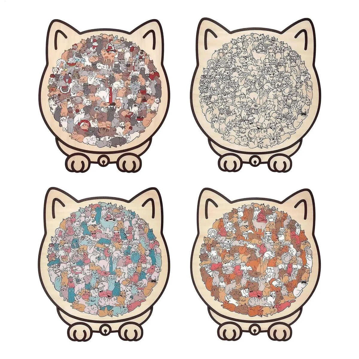 Cat-Shaped Wooden Jigsaw Puzzle 135pcs – Gift for Cat Lovers Wooden Jigsaw Puzzle PLUSH