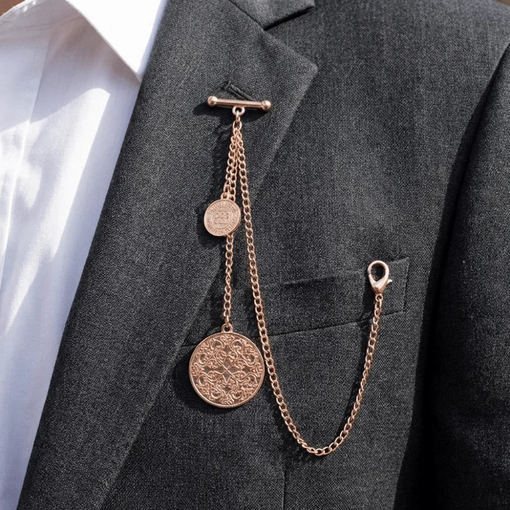 Vintage Tassel Chain Brooch – Vest Suit Collar Pin & Tie Accessory Fashion Brooch Pin PLUSH