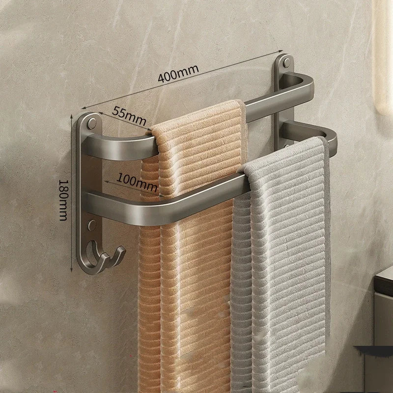 Gun Gray 3-Tier Wall Mounted Towel Rack – Space Aluminum Bathroom Towel Rack PLUSH