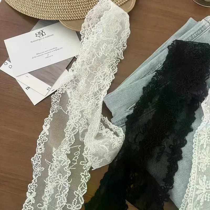 Y2K Floral Lace Waist Belt Bow Sash & Hair Scarf Lace Waist Belt PLUSH
