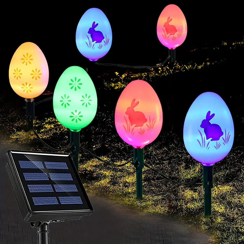 Solar Easter Egg Stake Lights – 8 Modes LED Garden Decor Solar Garden Stake Light PLUSH 5m-20Lights