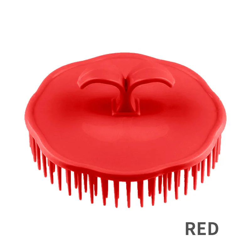 Silicone Scalp Massage Comb & Shampoo Brush – 1 Pc Scalp Massage Brush PLUSH Red