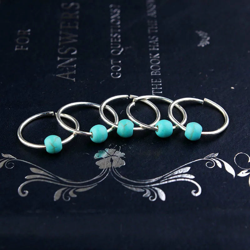 5-Piece Colorful Dreadlock Beads – Wooden Hair Rings & Cuffs