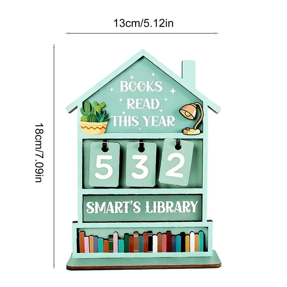 Wooden Books Read Counter Sign – Reading Tracker Shelf Decor Wooden Reading Tracker PLUSH Light Green