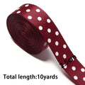 Wine Red Polka Dot Grosgrain Ribbon – Hair Bows & Gift Wrap Grosgrain Ribbon PLUSH 25mm x 10yards 1roll
