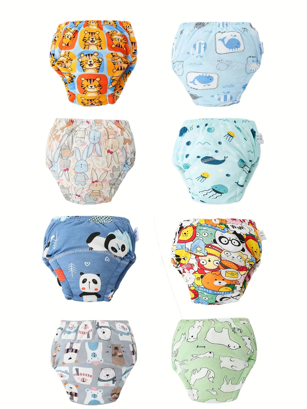 8pcs Washable Baby Potty Training Pants – 100% Cotton Set Baby Training Pants PLUSH Mixed Color 90