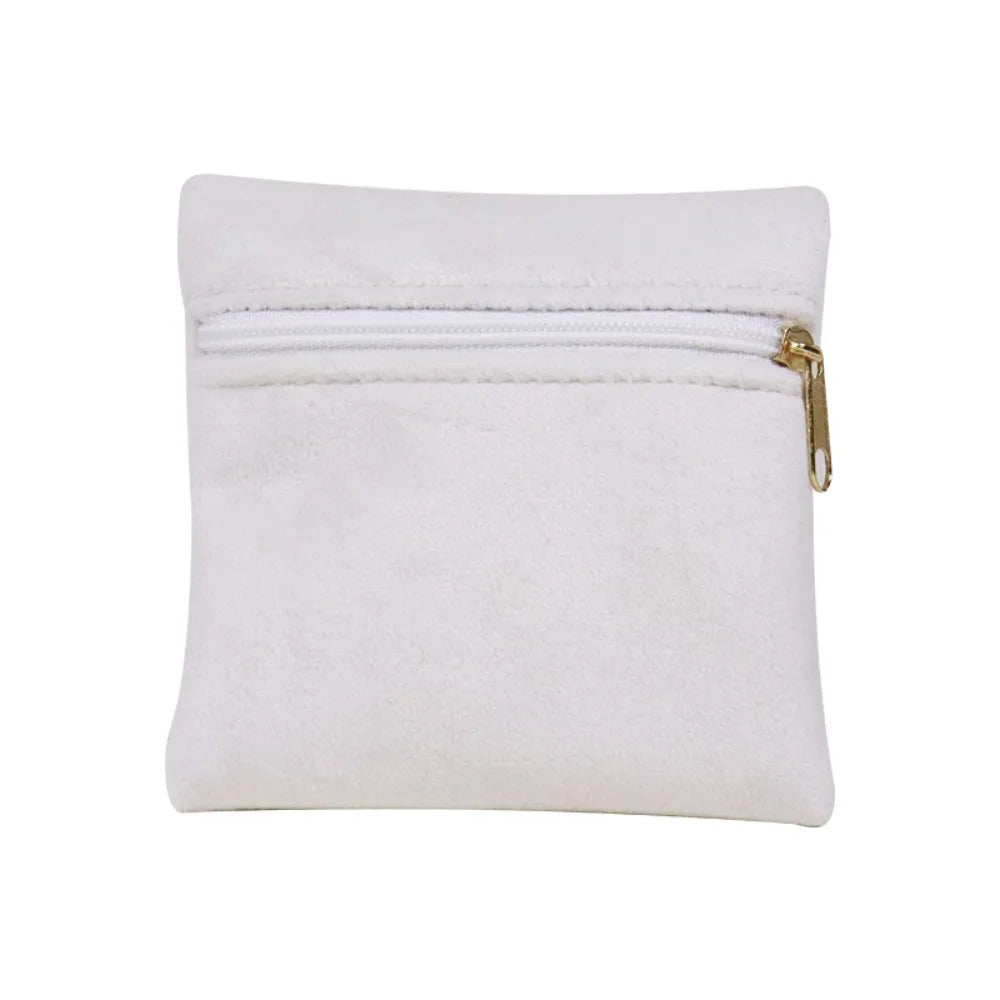 Velvet Zipper Jewelry Pouch | Soft Flannelette Storage Bag Jewelry Storage Pouch PLUSH Beige