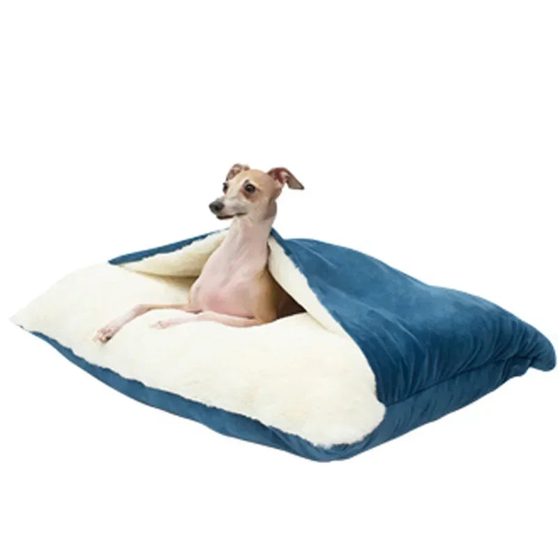 Washable Plush Pet Bed – Warm Dog & Cat Sofa Cushion Pet Bed PLUSH Plush Blue M-60x50cm