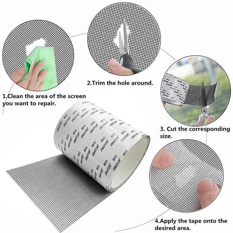 Window Screen Repair Tape Self-Adhesive Mesh Patch 5/10cm Screen Repair Tape PLUSH