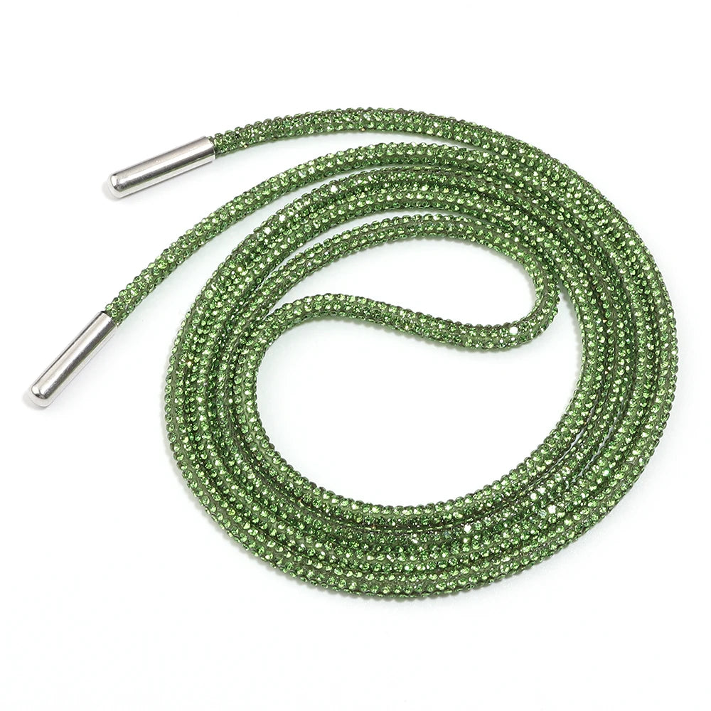4mm Rhinestone Cord Rope with End Cap – Crystal Cup Chain DIY Rhinestone Jewelry Cord PLUSH Light Green 4mm