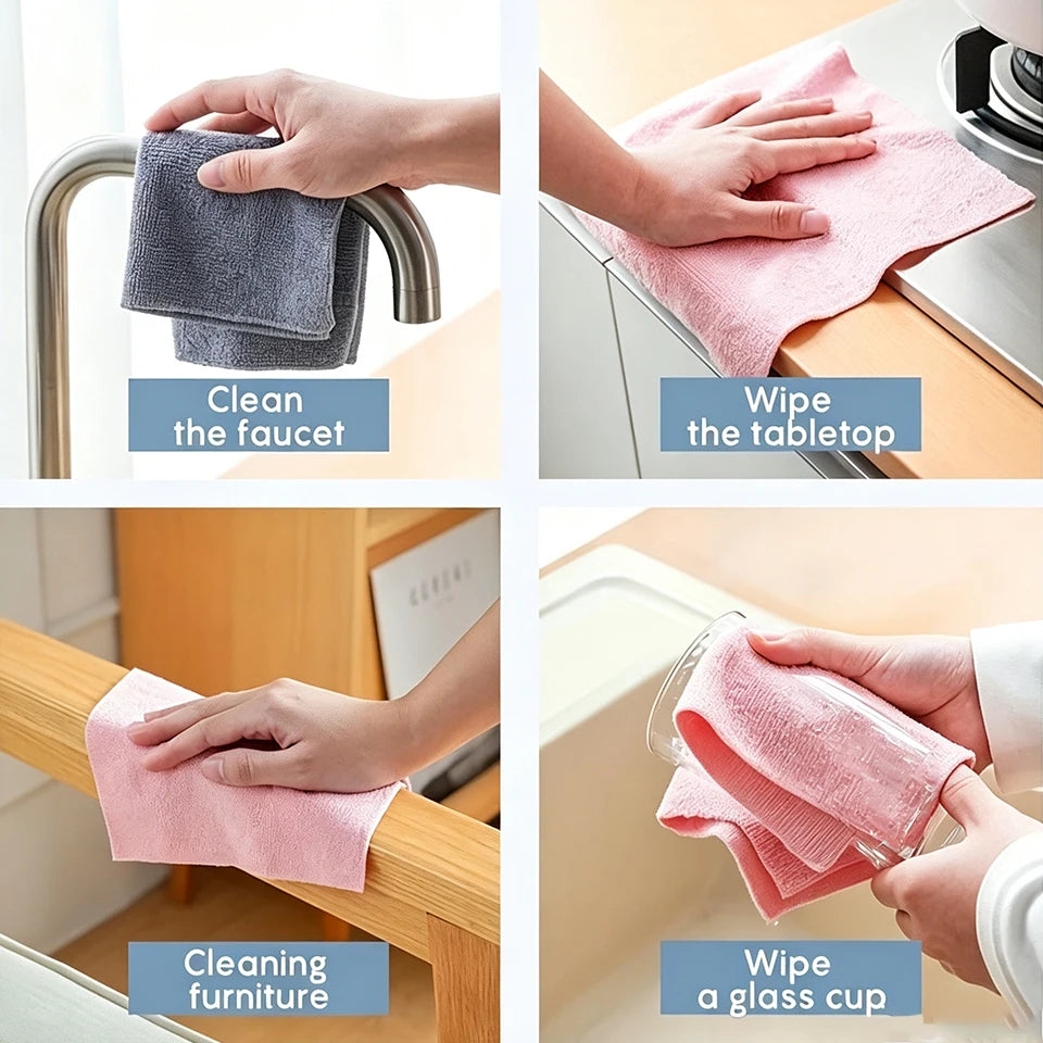 Reusable Microfiber Cleaning Wipes Roll 20-40 Pcs | Kitchen Cloths Microfiber Cleaning Wipes PLUSH