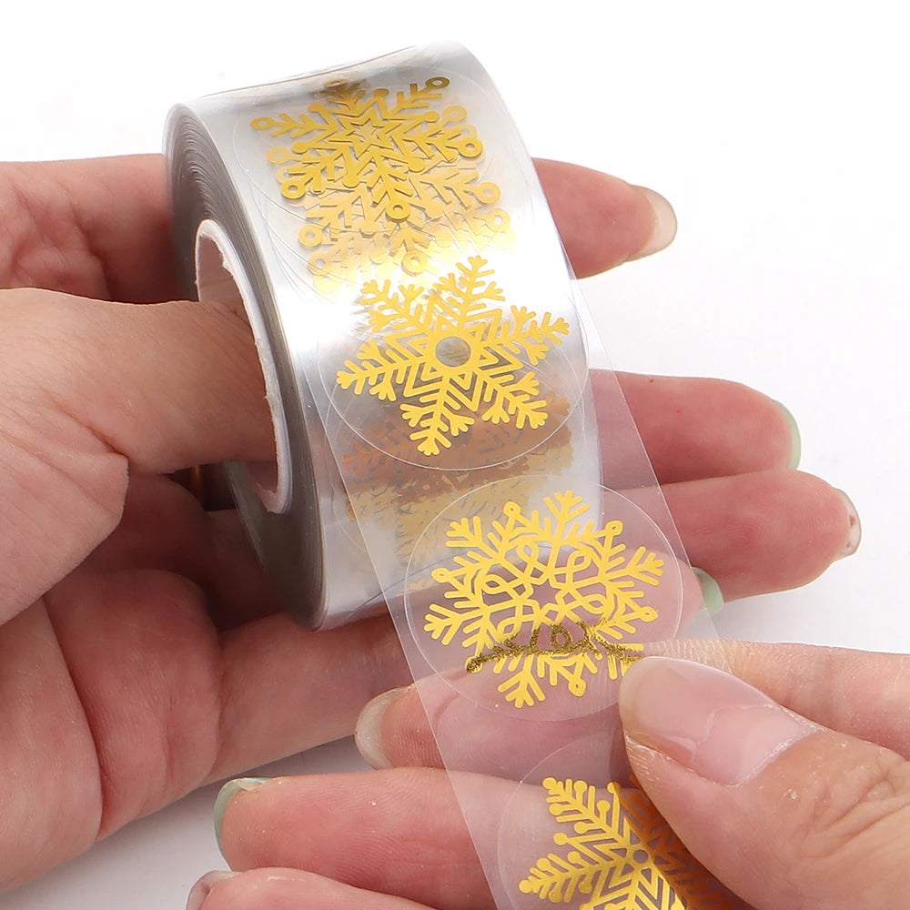 Gold Foil Christmas Snowflake Stickers – BOPP Gift Wrap Labels Decorative Sticker Labels PLUSH