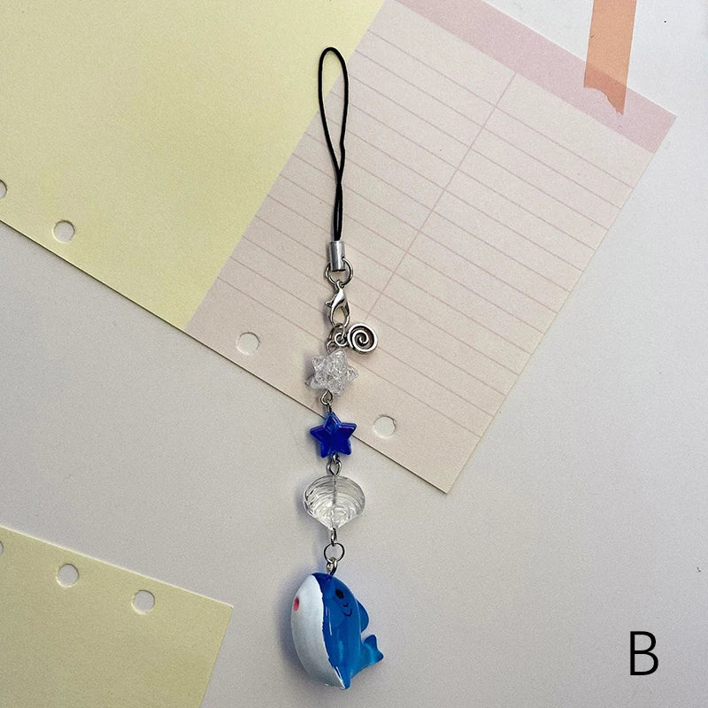 Y2K Cartoon Shark Phone Strap – Ocean Animal Lanyard Keychain Phone Strap Keychain PLUSH style 2