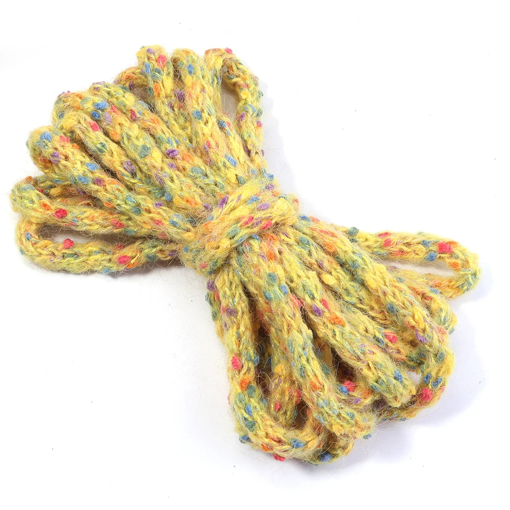 5 Yards 10mm Colorful Confetti Acrylic Knitted Yarn Cord – DIY Craft Yarn Cord PLUSH yellow