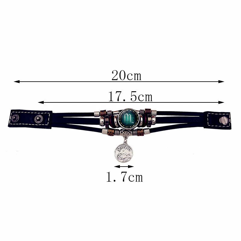 Zodiac Luminous Leather Bracelet – Multilayer Beaded Unisex Charm Bracelet PLUSH