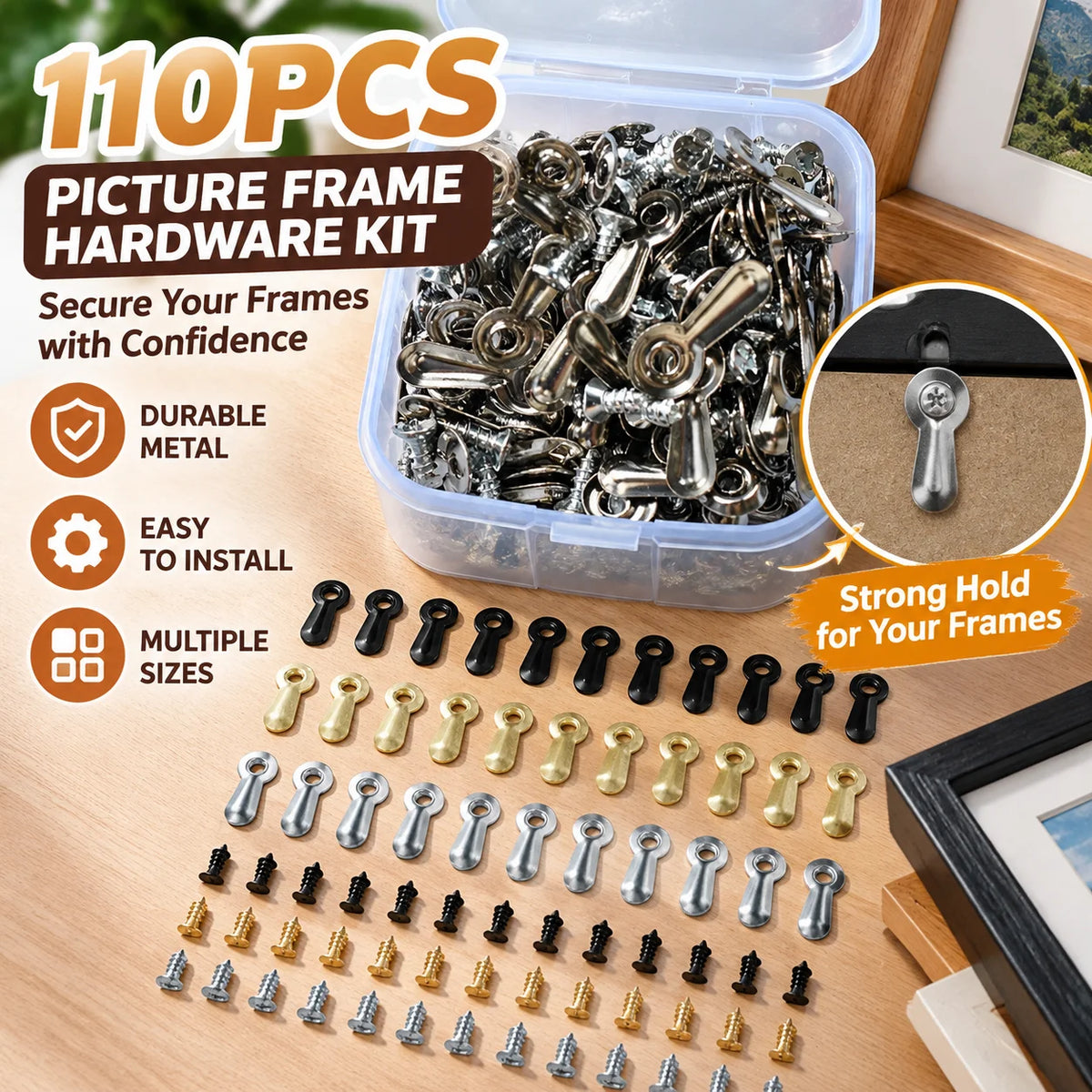 110pcs Rotating Turn Button Frame Backing Clips Hardware Kit Frame Hardware Kit PLUSH