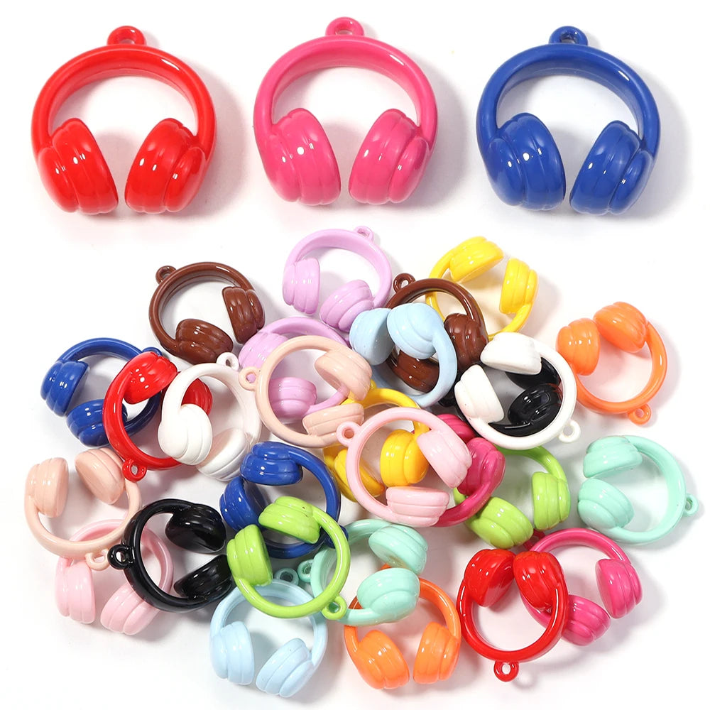 5pcs Earphones Acrylic Bead Charms – DIY Jewelry & Keychain Acrylic Jewelry Charms PLUSH