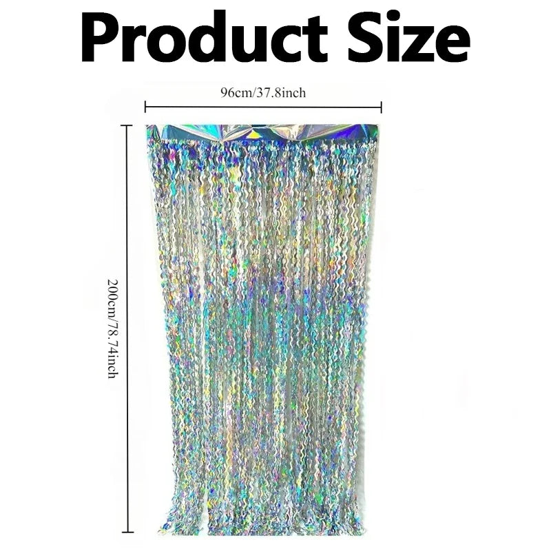 Foil Fringe Curtain Backdrop – Disco Party & Wedding Decor Party Backdrop Curtain PLUSH