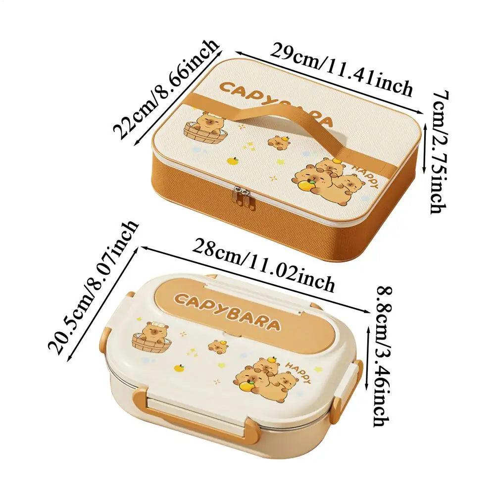 Stainless Steel Divided Lunch Box Set With Bowl & Cutlery Divided Lunch Box Set PLUSH Kapibala