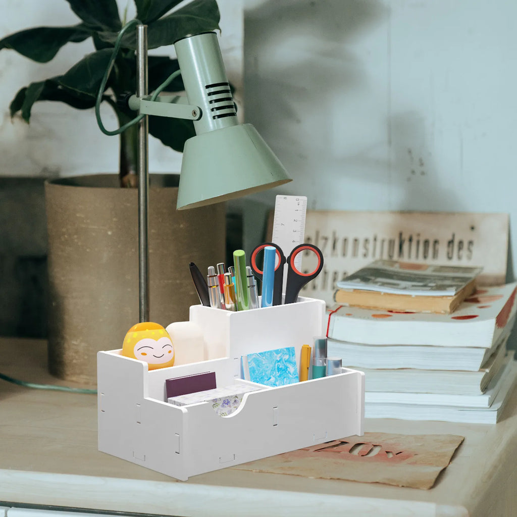 Multi-Compartment Pen Holder Desktop Organizer Storage Box Desktop Pen Organizer PLUSH