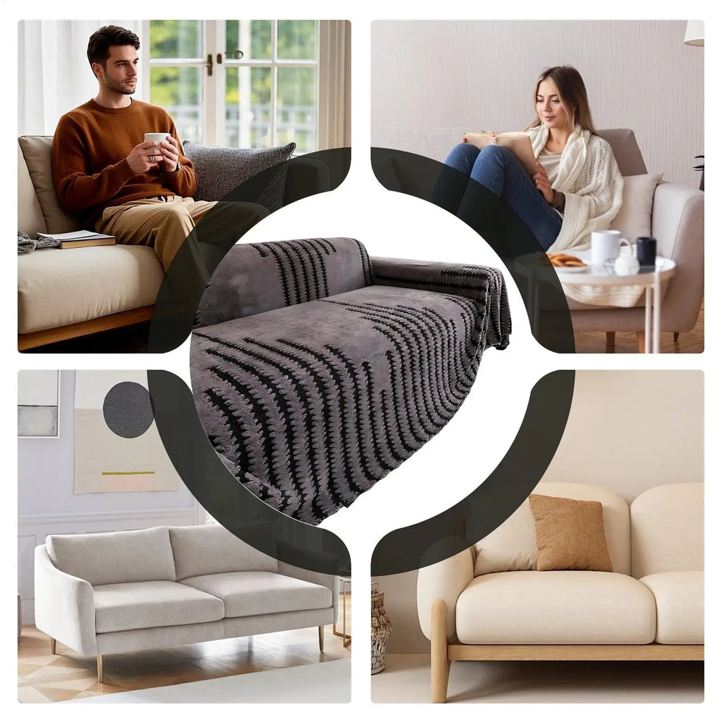 Non-Slip Fleece Sofa Cover – Warm Tufted Couch Protector Sofa Slipcover PLUSH