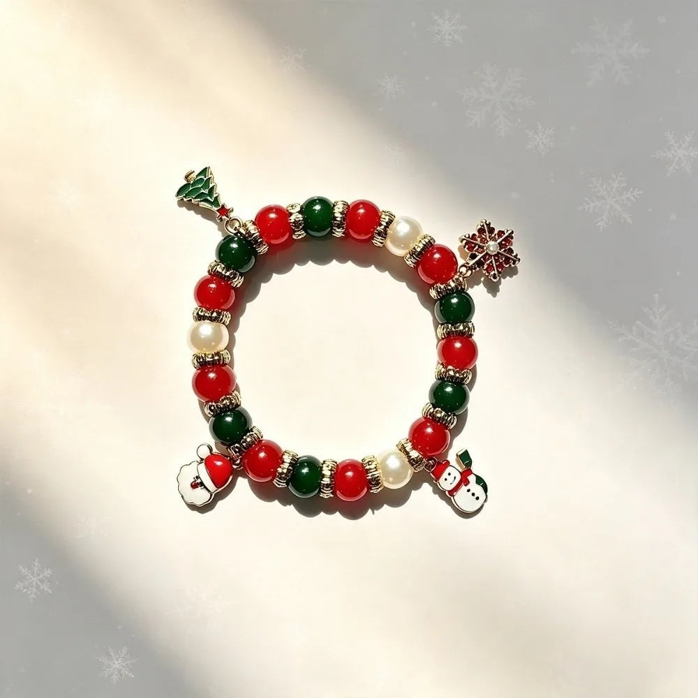 Christmas Beaded Charm Bracelet – Snowman Santa Snowflake Charm Bracelet PLUSH style5