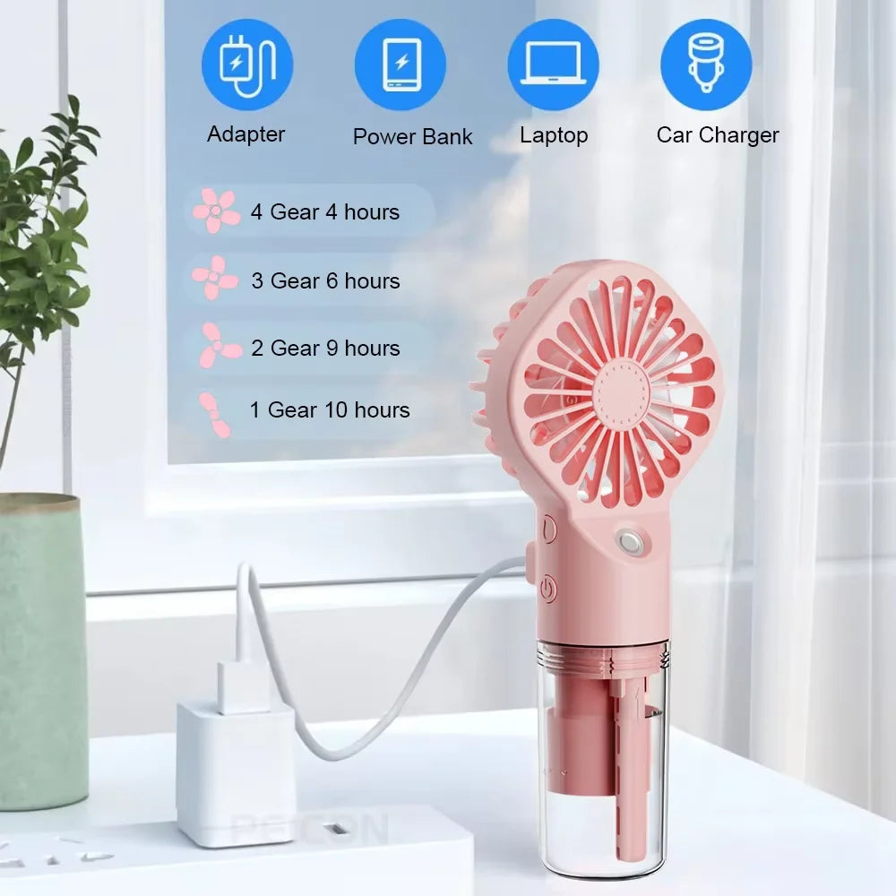 Portable Handheld Spray Fan – USB Rechargeable Mini Mist Fan Handheld Mist Fan PLUSH