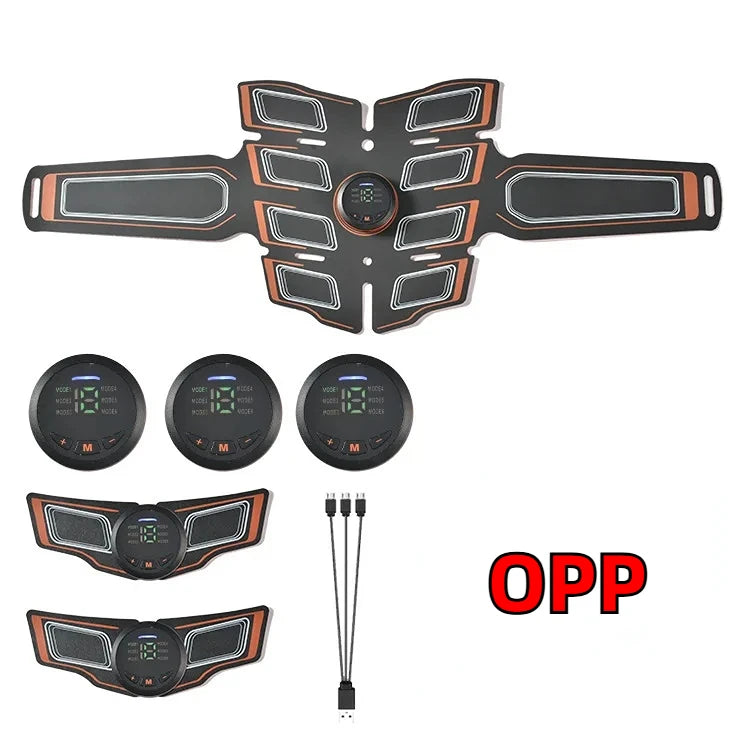 CAMMUO EMS Muscle Trainer Belt – 6 Modes Body Toning Device EMS Fitness Belt PLUSH Orange