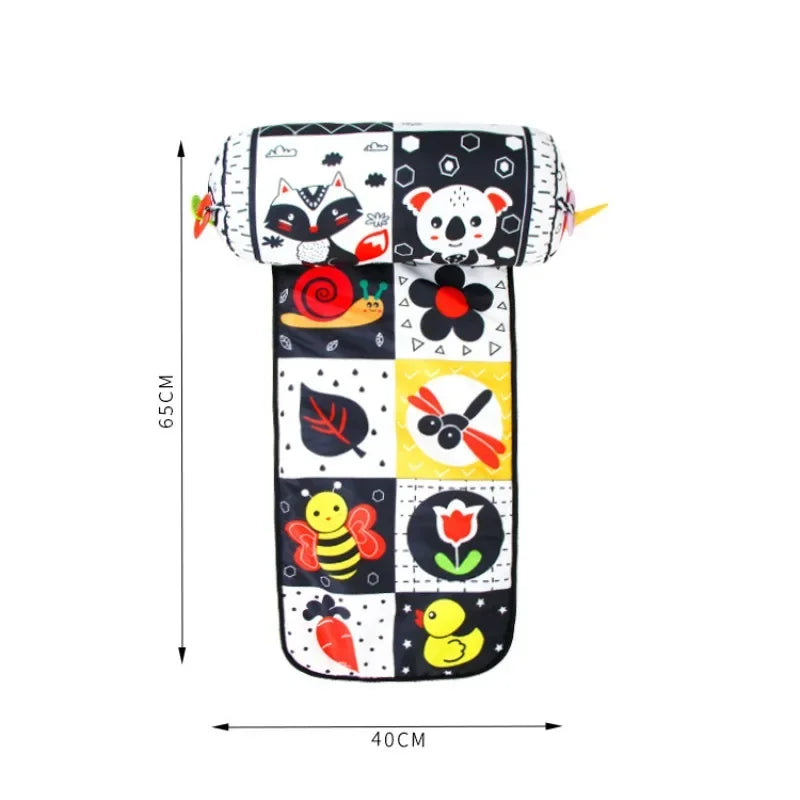 Baby Tummy Time Pillow – High Contrast Black & White Sensory Baby Tummy Time Pillow PLUSH Rectangle style