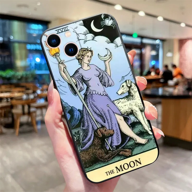 Moon Star Sun Tarot iPhone Case – Shockproof Silicone Cover iPhone Silicone Case PLUSH style 8 For iPhone 15 Plus
