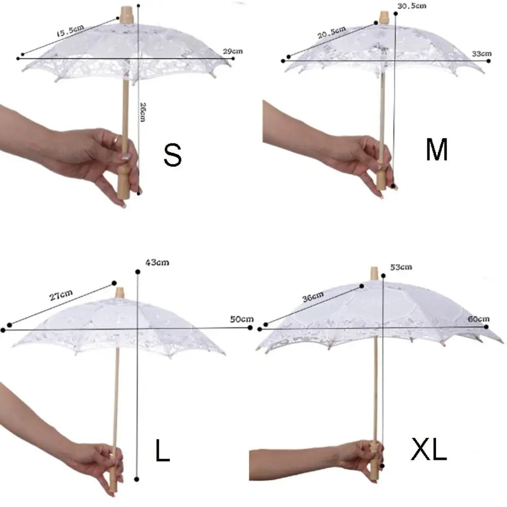 Floral Lace Wedding Parasol – Wooden Handle Bridal Prop Bridal Prop Parasol PLUSH