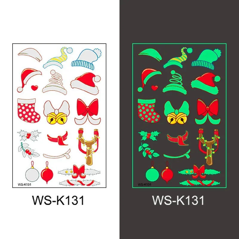 Glow in the Dark Temporary Tattoo Stickers – Halloween & Holiday Temporary Tattoo Stickers PLUSH 131