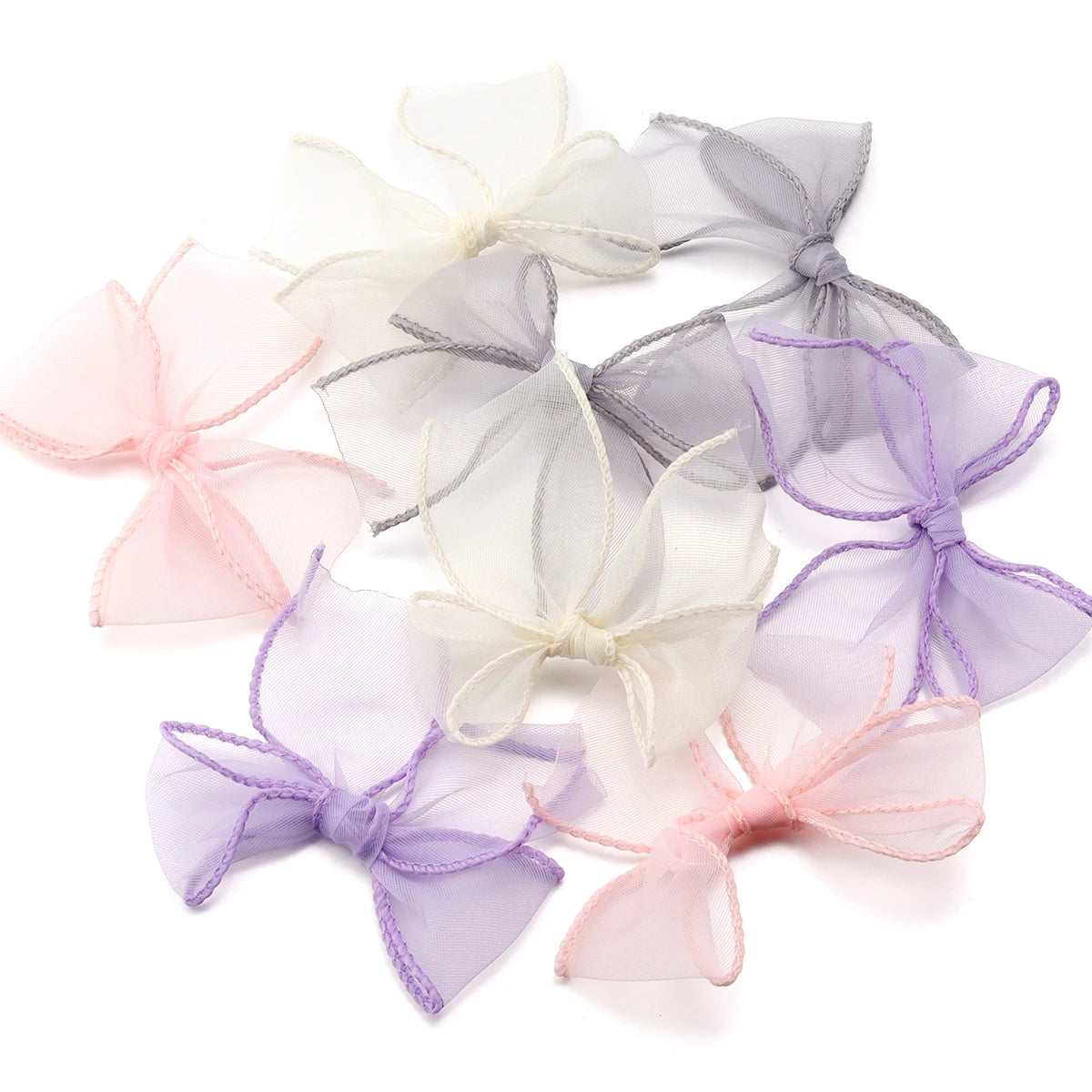 10pcs Satin Organza Ribbon Bows 8x8cm – DIY Craft Decor Ribbon Craft Bows PLUSH Mixed