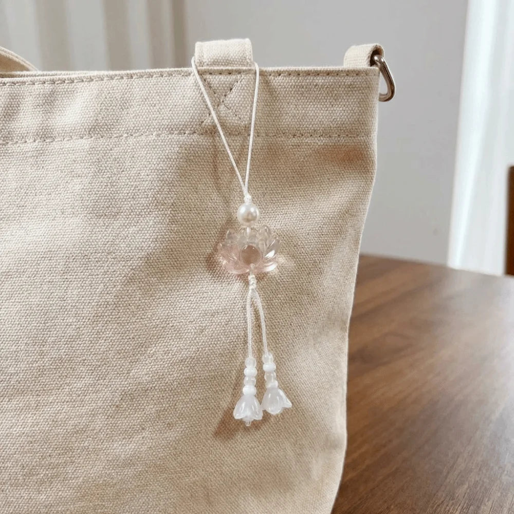 Vintage Lotus Beaded Key Chain – Chinese Tassel Lucky Charm Beaded Key Chain PLUSH