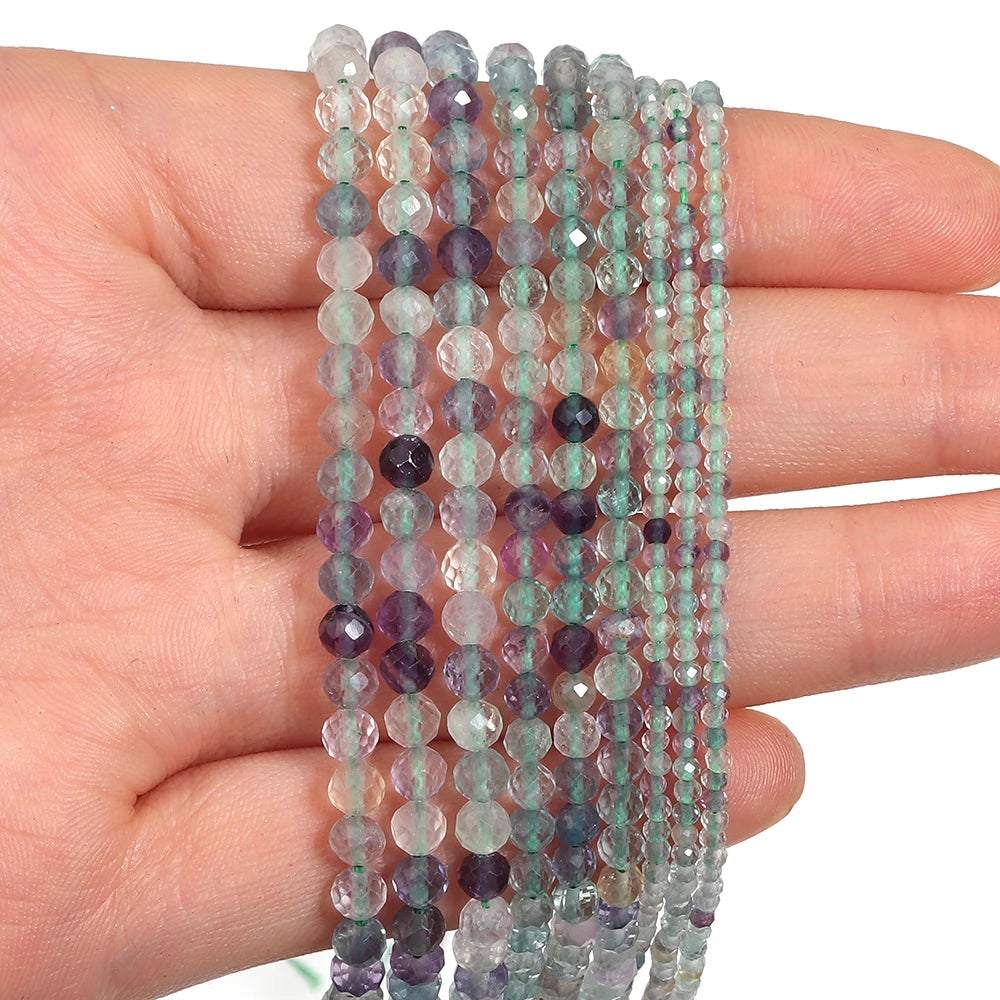 Green Fluorite Faceted Natural Stone Beads 2/3/4mm DIY Jewelry Natural Stone Beads PLUSH