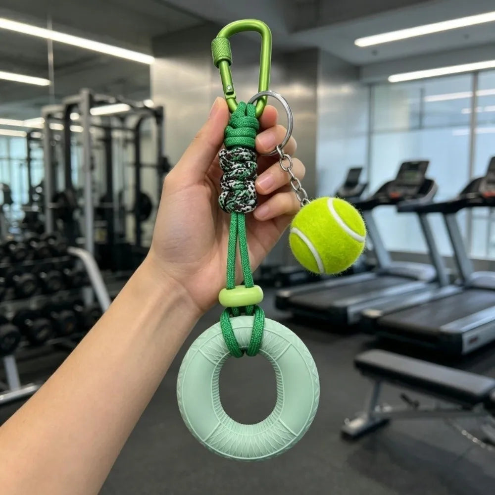 Tennis Fidget Keychain Grip Strength Trainer – Squeeze Ring Fidget Grip Keychain PLUSH Green