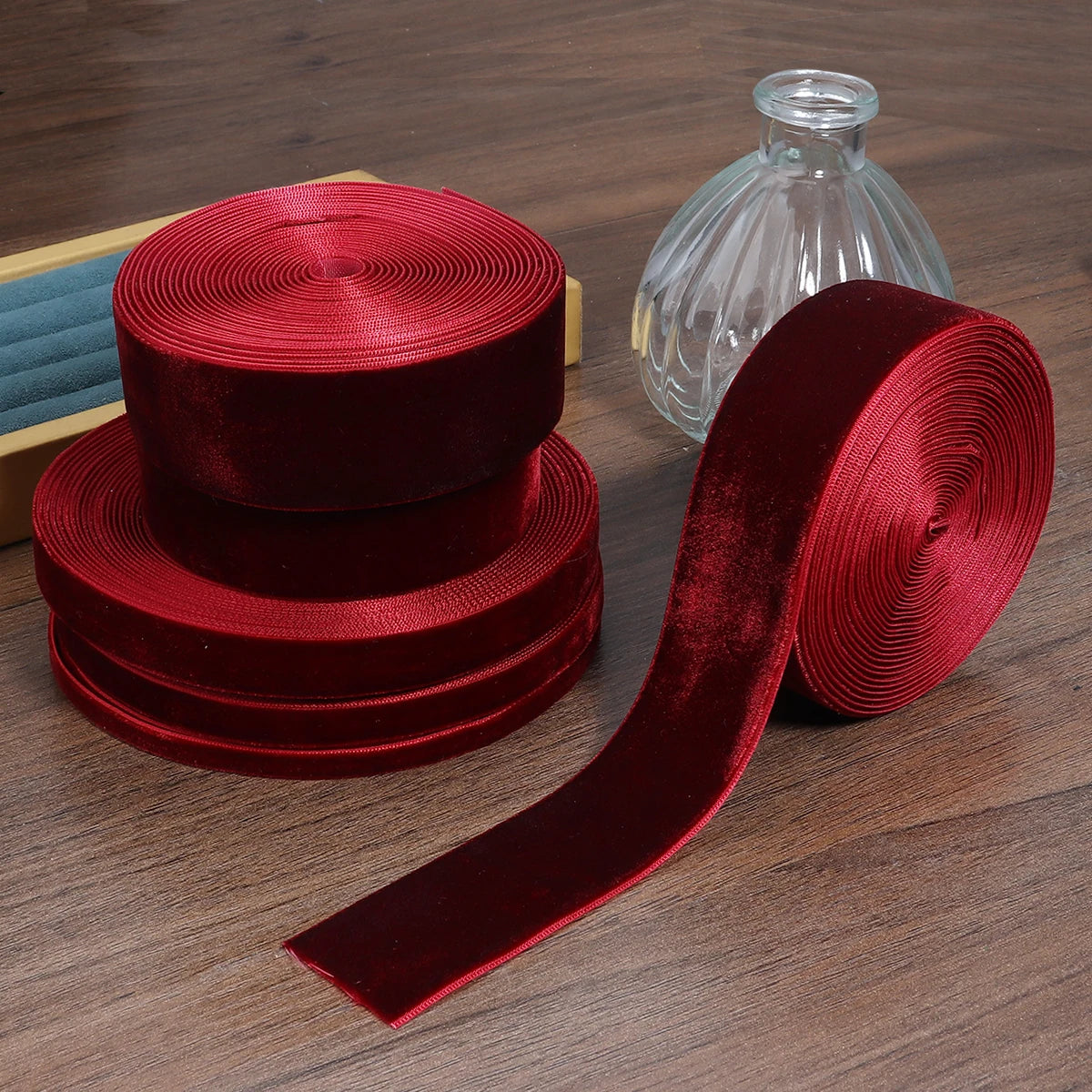 Velvet Ribbon Roll Black & Wine Red 5-10 Yds – DIY Crafts Velvet Craft Ribbon PLUSH
