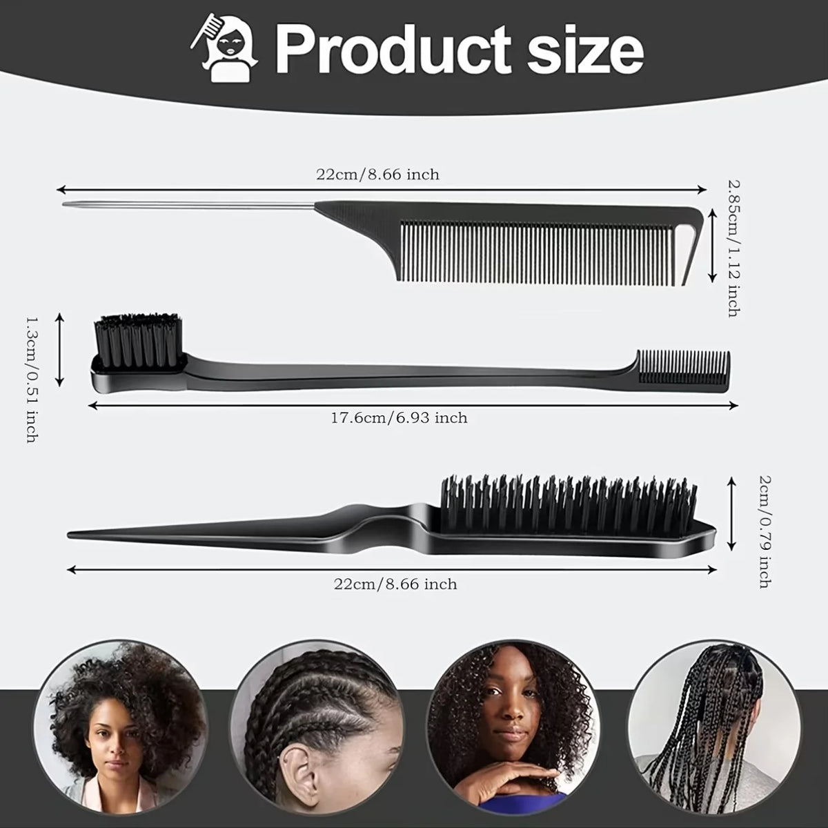 6-Piece Anti-Static Bamboo Detangling Comb Set – All Hair Types Hair Comb Set PLUSH